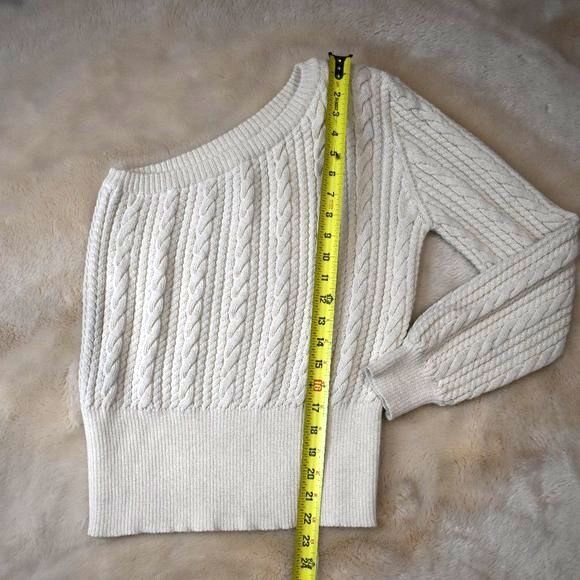 Parentezi One-Sleeve Cable Knit Sweater Small Off White Baby Alpaca Off-Shoulder - Picture 11 of 14